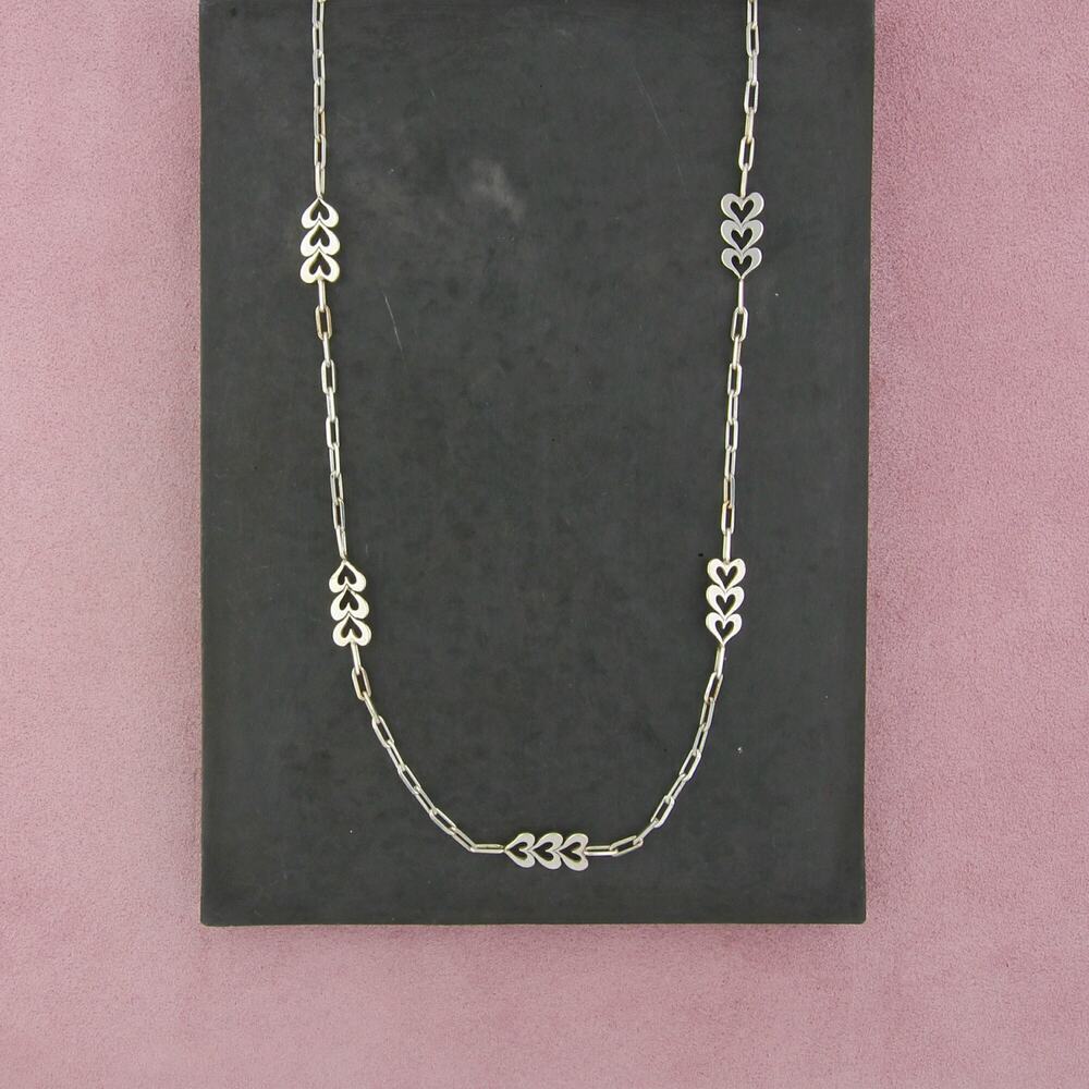 sterling silver hearts paperclip chain necklace size 30in